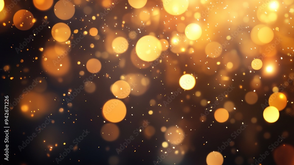 Poster abstract golden bokeh circles against a dark backdrop stunning visualization featuring shimmering pa