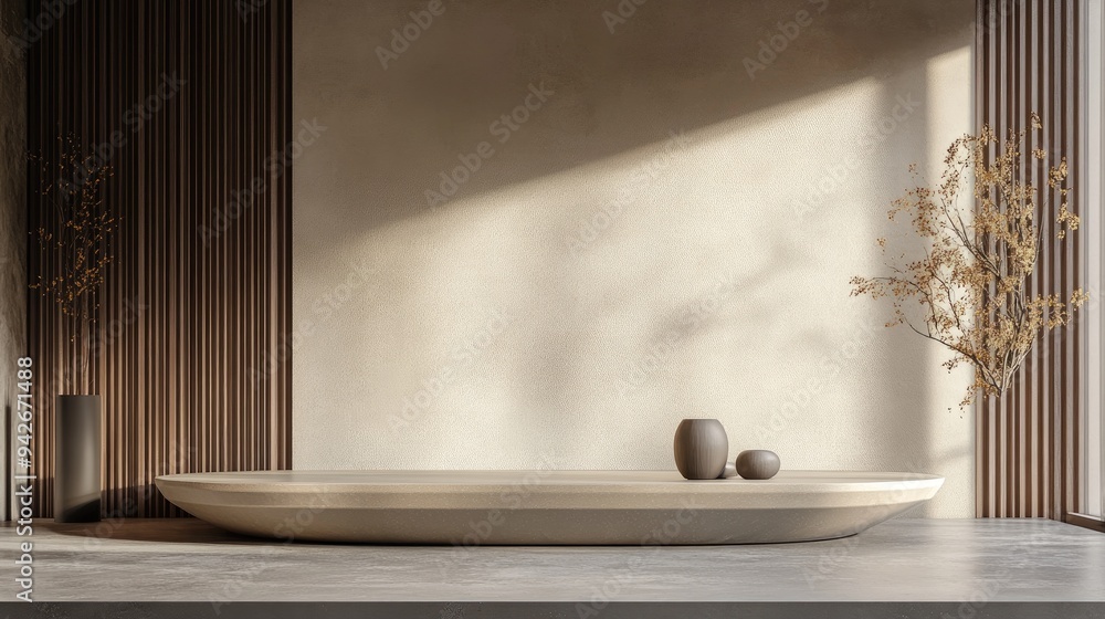 Aufkleber 3D render of a podium designed for product display in a minimalist and elegant setting