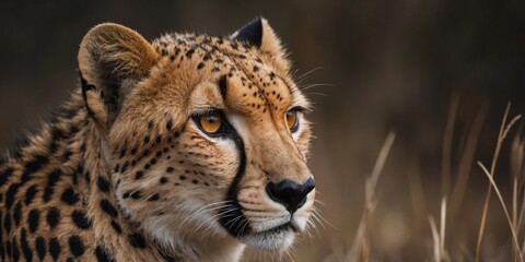 Close Up Intense Gaze of a Cheetah Face Wildlife Documentary Shot.