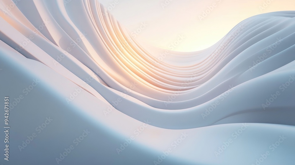 Poster abstract white architectural background featuring smooth surfaces and vibrant gradient lines 3d desi