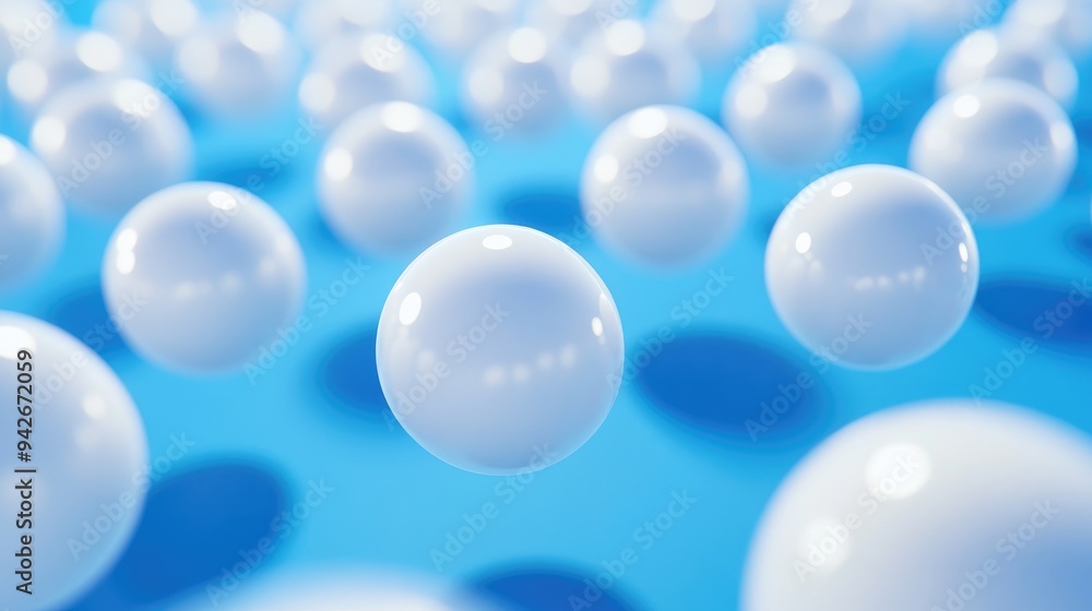 Aufkleber array of white spheres in a blue space digitally rendered in 3d