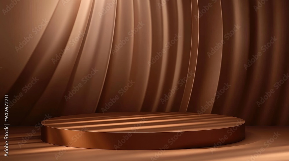 Poster brown abstract podium display platform with 3d background featuring shadows and light ideal for show