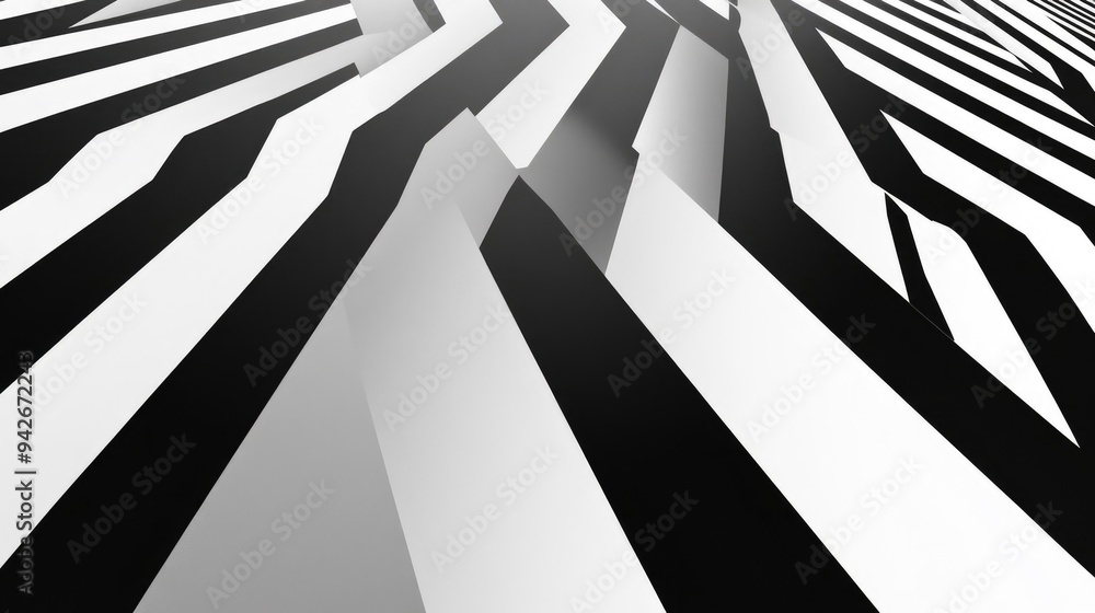 Poster Black and white zigzag stripe pattern suitable for backgrounds and design use