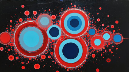 Fototapeta premium Dynamic Abstraction: Red and Blue Circles in Modern Design