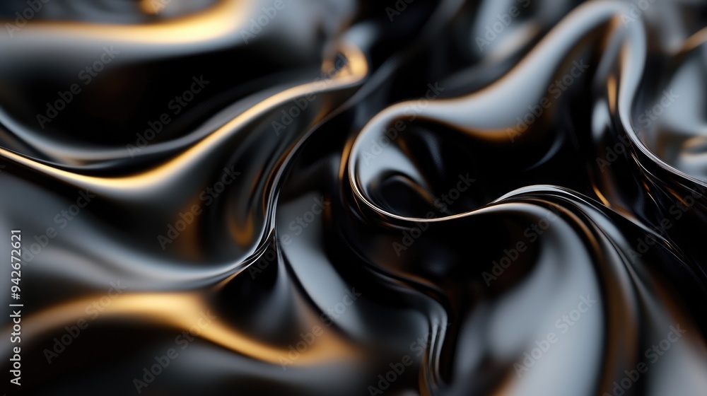 Aufkleber abstract shapes resembling dark liquid forms cascading in dynamic waves 3d rendering