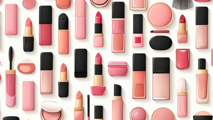 Obraz premium Elegant and Charming: Beauty Product Set Pattern for Women