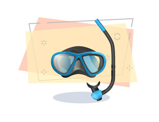 Snorkel mask flat illustration. Snorkeling, scuba diving, swimming. Water sport concept. Vector can be used for topics like sport, leisure, hobby