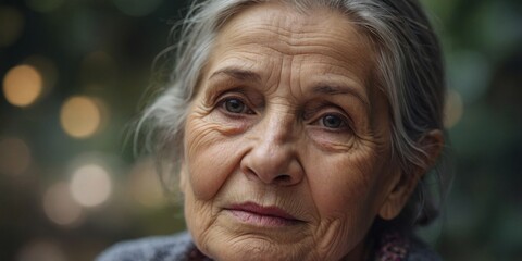 Closeup Image of Aging Woman's Face with Wrinkles, Representing Natural Beauty and Aging with Dignity.