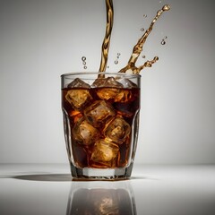 Cola in glass on white background