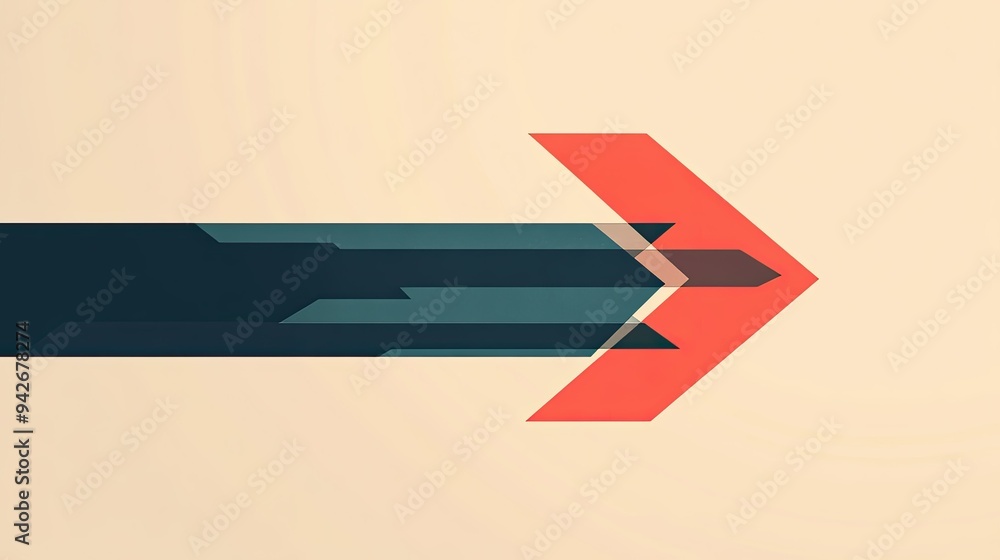 Poster abstract, clean lines and shapes converging into a single, streamlined arrow, illustrating direction