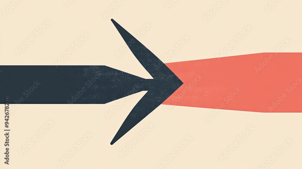 Poster abstract, clean lines and shapes converging into a single, streamlined arrow, illustrating direction