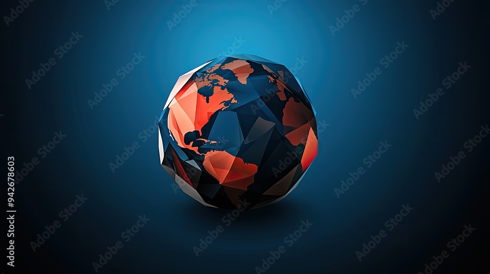 Fototapete abstract geometric forms creating a basic globe symbol, representing global unity with a simple and 