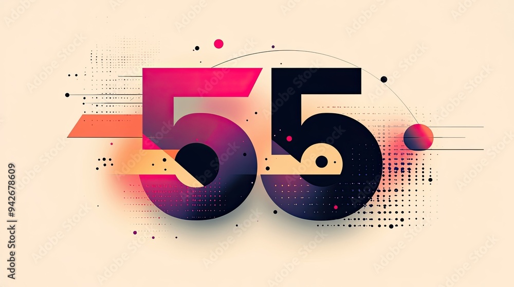 Fototapete abstract geometric elements creating the number 5 in a sleek, modern style on a clean background.