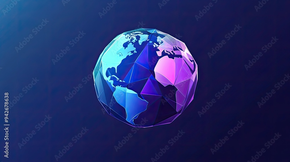Fototapete abstract geometric forms creating a basic globe symbol, representing global unity with a simple and 