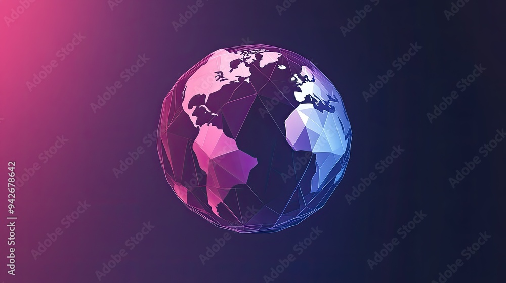 Fototapete abstract geometric forms creating a basic globe symbol, representing global unity with a simple and 