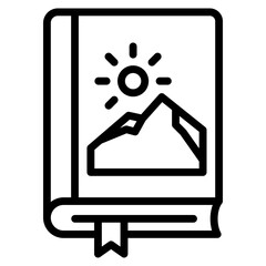 Book And Mountain  Icon Element For Design