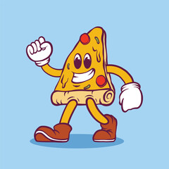 Cute hand drawn pizza Mascot illustration