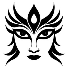Maa Durga Trinayon In Durga puja held during Navaratri. Maha Durga shashthi, saptami, ashtami, navami, bijoya. Three Eyes Only Illustration
