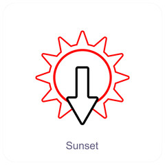 Sunset and sundown icon concept