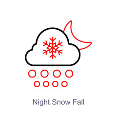 Night Snowfall and snow icon concept