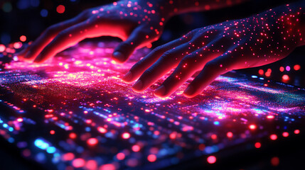 futuristic digital landscape showcasing interconnected networks and abstract data streams, symbolizing the complexity and dynamism of internet technology and software development