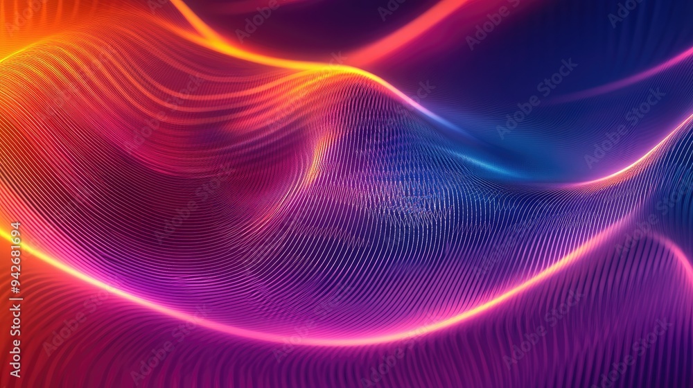 Poster curved lines in radiant colors forming a continuous loop, representing the life cycle concept on a m