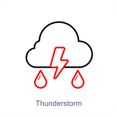 Thunderstorm and cyclone icon concept
