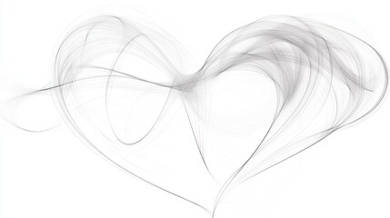 Elegant, looping lines creating an abstract heart pattern, embodying the essence of love and affection on a pure white background.