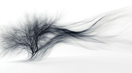 Obraz premium Flowing abstract lines resembling a forest canopy, illustrating trees in a modern, artistic style on a pristine white background.