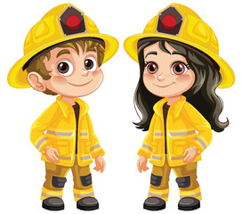 Young Firefighters in Yellow Gear