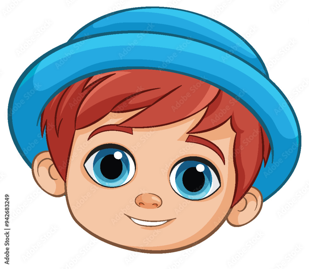 Sticker Smiling Boy with Blue Hat