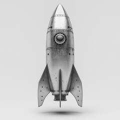 A silver rocket isolated on a white background a silver rocket isolated on a white background