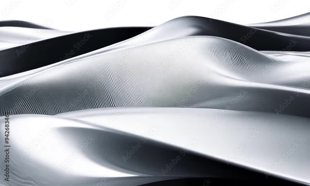 Poster Exploring the beauty of undulating metallic waves in an artistic display of texture and form. Generative AI