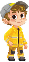 Young Firefighter in Uniform