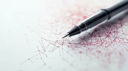 Fototapeta premium Geometric abstract lines depicting a stylized pen and notebook, illustrating the tools of productivity on a pristine white background.