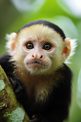 Fototapeta premium Beautiful white-faced monkey in the Costa Rican jungle