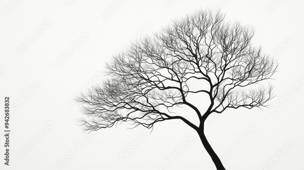 Poster geometric lines forming a tree silhouette with intricate branches, symbolizing the complexity of nat