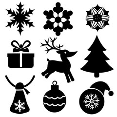 Christmas icons set  silhouette vector