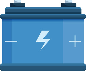 Blue car battery storing electricity, essential for powering vehicles and providing reliable starting power