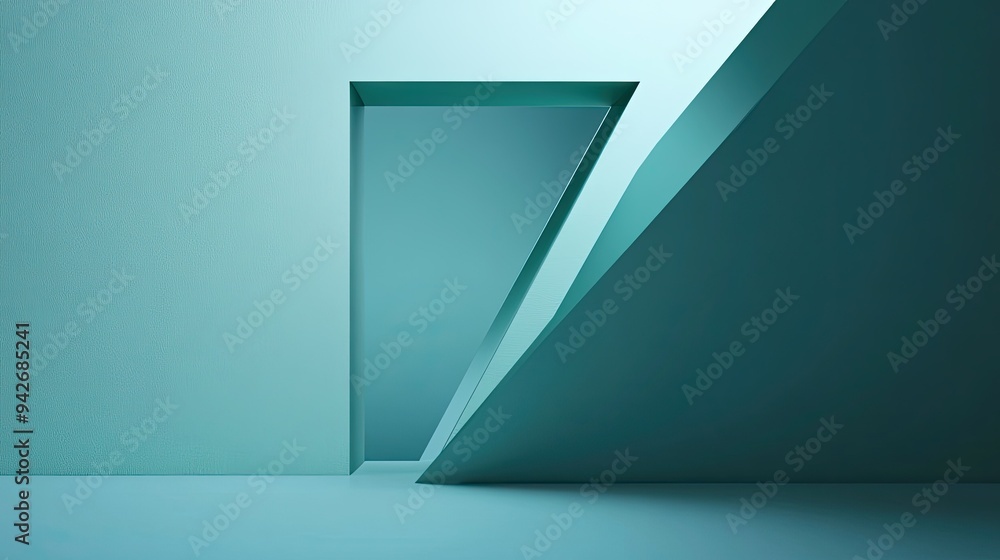 Poster minimalist abstract design forming the number 7 with clean lines and shapes, set against a plain bac