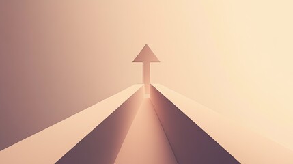 Minimalist geometric shapes forming a sleek, single arrow pointing upward, set against a clean, neutral background.