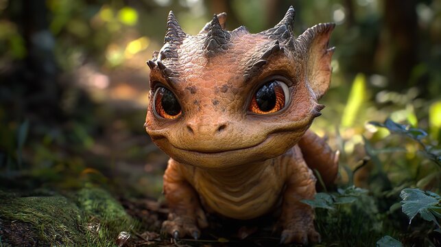 Tiny Baby dragon. Nature animal eyes. Generate Ai