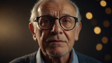 No more glasses Happy elderly man take off eyewear enjoy good sight after laser eye correction.