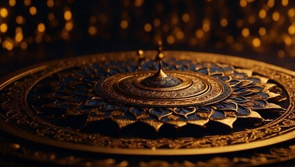 Golden oriental mandala rotation animation on dark background Royal background with mandala animation Islamic animated video.