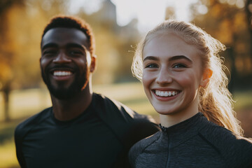 man and a woman are smiling at the camera. The woman is wearing a black shirt and the man is wearing a black shirt