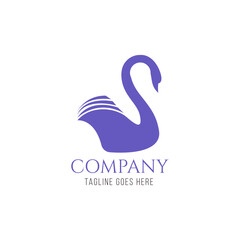 swan and boat logo icon design idea for brand, company, store isolated on white. vector