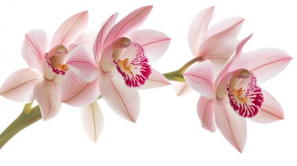 Naklejka premium Orchid flowers, white background. Generative AI