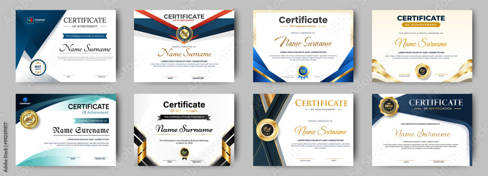 Wall mural certificates of completion template with luxury badge and modern line and shapes. horizontal certifi