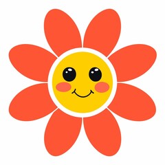 Cute Happy Flower Sticker Emoji Illustration