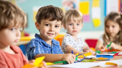 Fototapeta premium Children Crafting in Classroom